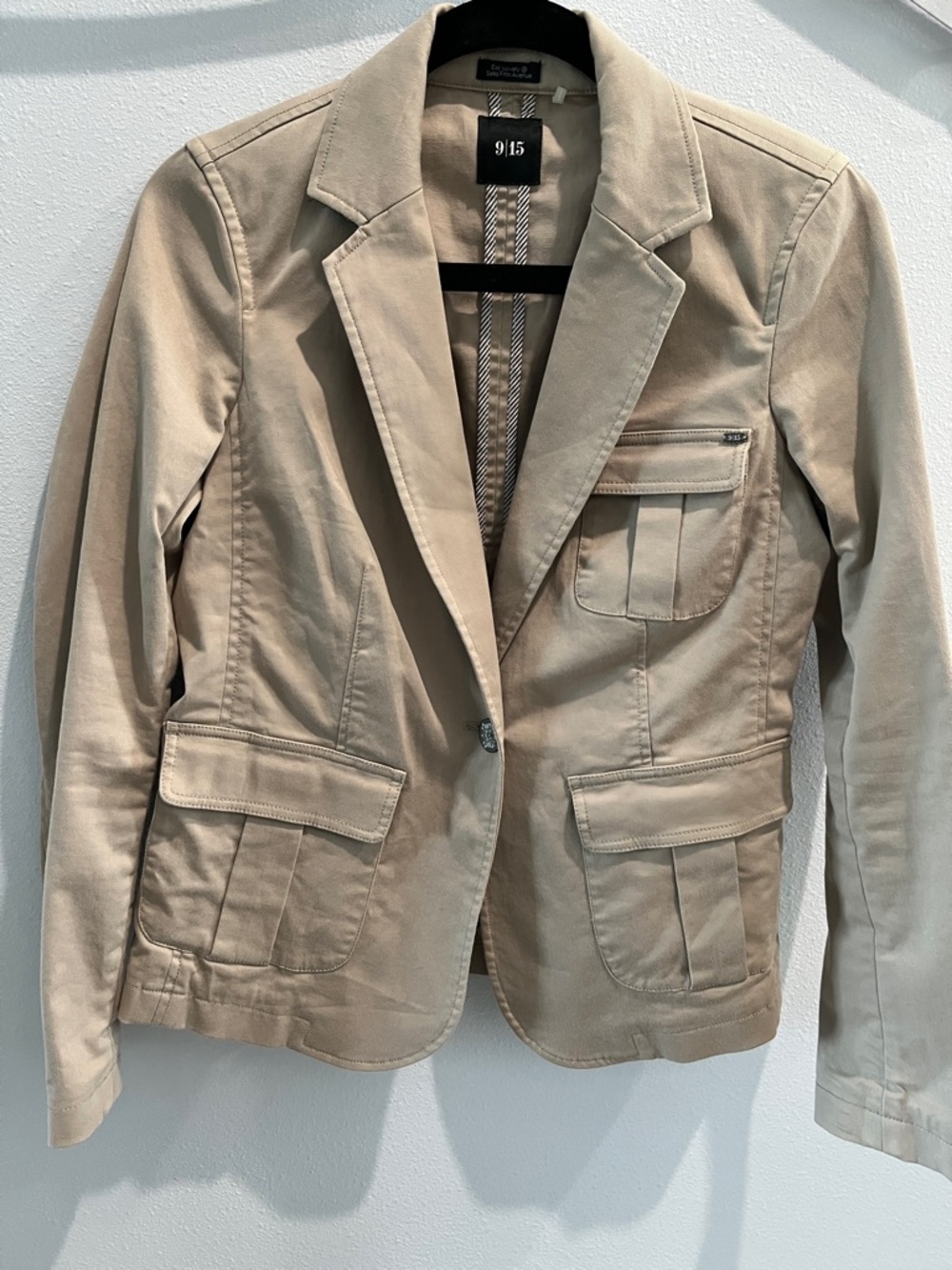 9/5 exclusively Saks fifth Avenue Beige Cotton Tailored Blazer Jacket